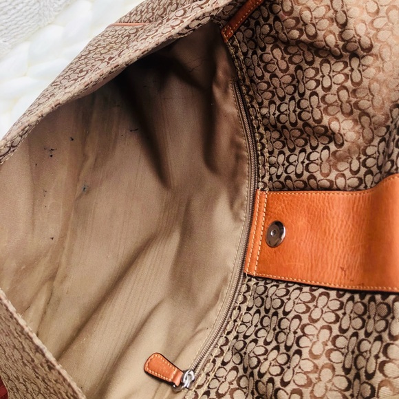 Coach Large Mini Signature Tote Khaki Tan Canvas Jacquard and Leather - Picture 14 of 16